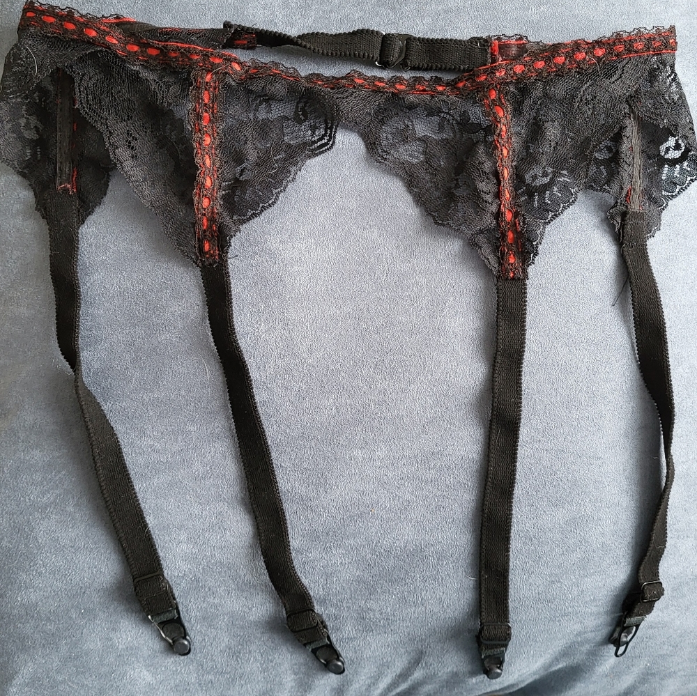 Vintage black lace garter belt